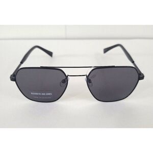 Elizabeth & James Womens Solid Black Hexagon Aviator Sunglasses